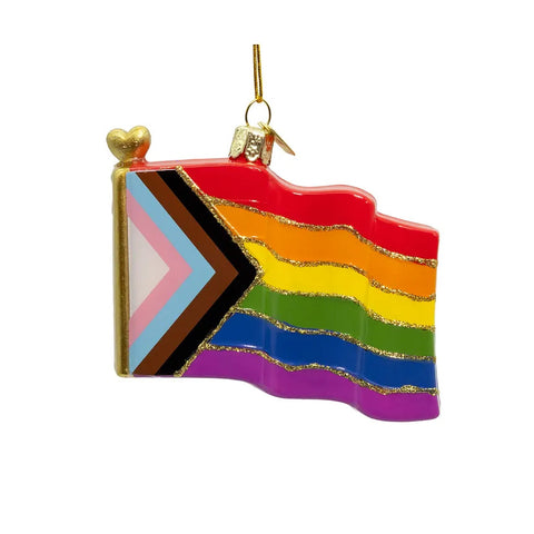 Noble Gems™ Glass Progress Pride Flag Ornament, 3.5"