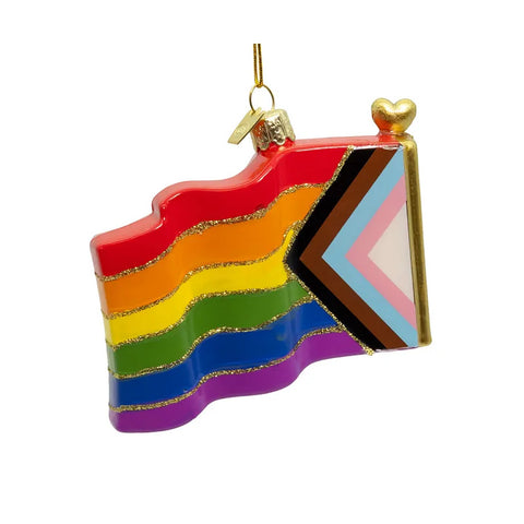 Noble Gems™ Glass Progress Pride Flag Ornament, 3.5"