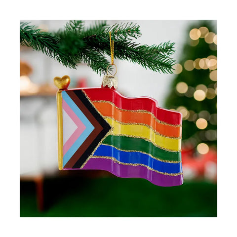 Noble Gems™ Glass Progress Pride Flag Ornament, 3.5"