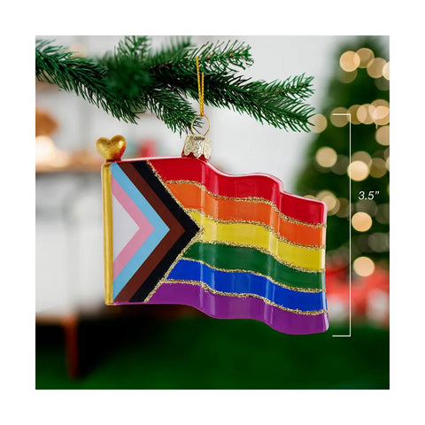 Noble Gems™ Glass Progress Pride Flag Ornament, 3.5"