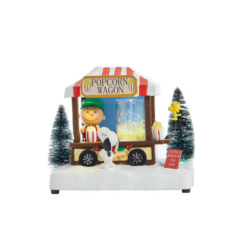 Peanuts© Battery-Operated Popcorn Wagon LED Musical Table Piece, 7"