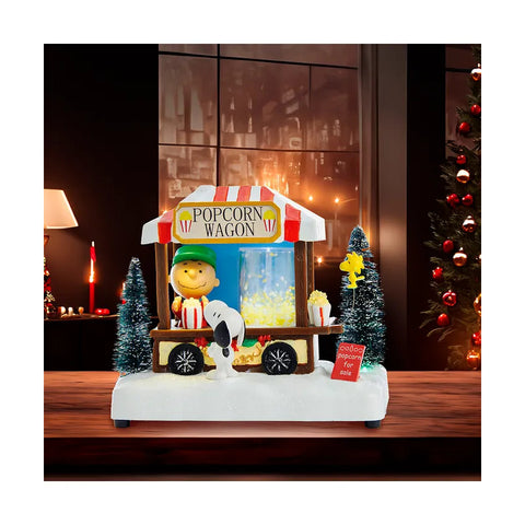 Peanuts© Battery-Operated Popcorn Wagon LED Musical Table Piece, 7"