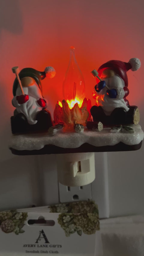 Gnomes By Campfire Night Light, 4"