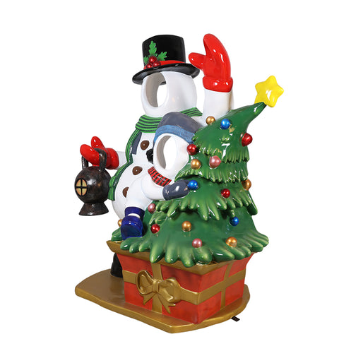 Large Fiberglass Snowman w/Kid Photo Op, 79"