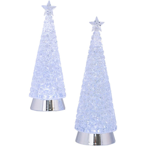 LED Cube Swirl Christmas Tree Tabletop Decoration, 12-14" (Set of 2)