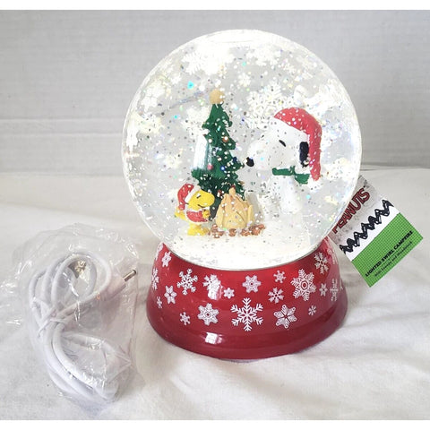 LED Dome Snoopy & Woodstock Campfire Swirl Water Globe, 5.75"
