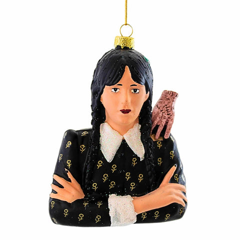 Glass Wednesday & Thing Ornament, 4.5"