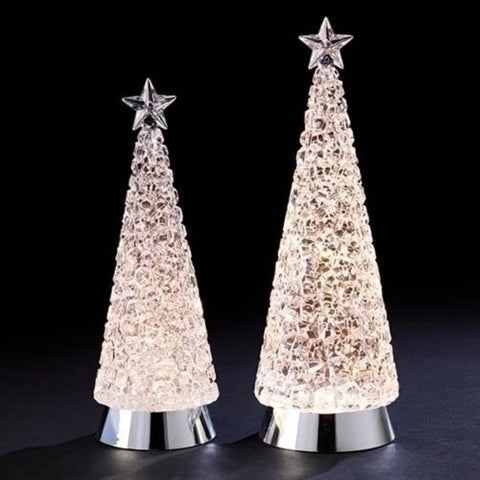 LED Cube Swirl Christmas Tree Tabletop Decoration, 12-14" (Set of 2)