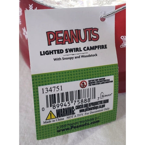 LED Dome Snoopy & Woodstock Campfire Swirl Water Globe, 5.75"