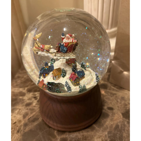 Musical Santa Globe W/ Rotating Sleigh, 7.75"