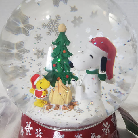 LED Dome Snoopy & Woodstock Campfire Swirl Water Globe, 5.75"