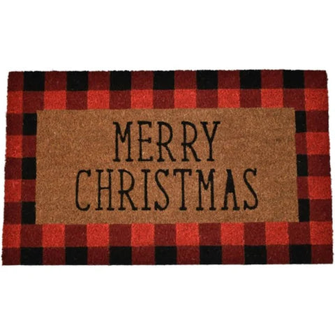 "Merry Christmas" Buffalo Plaid Doormat