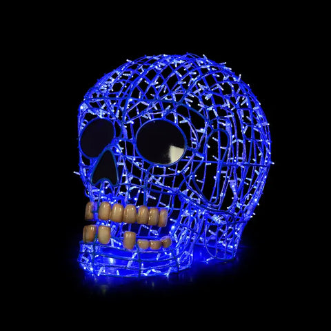 Large Skull Figure, LED Lit w/Fiberglass, 36"