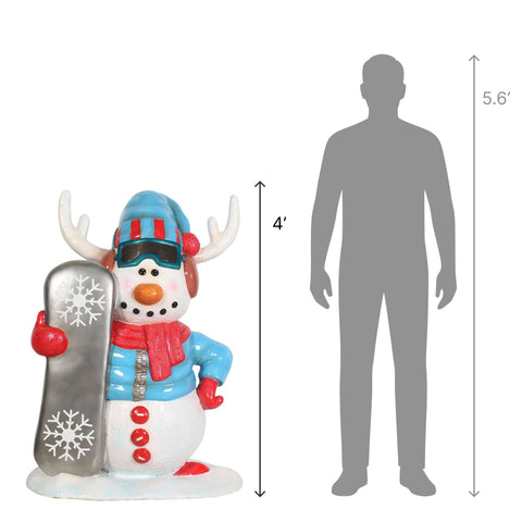 Large Snowman w/Snowboard Figure, 36"