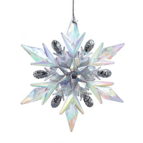 Lavender, Blue and Clear Iridescent Snowflake Ornaments (2 Styles – Sold individually)