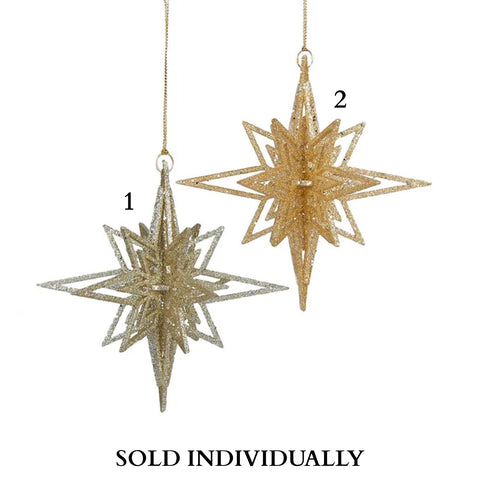 Nordic Glittered Starburst Ornaments (2 Styles – Sold individually)