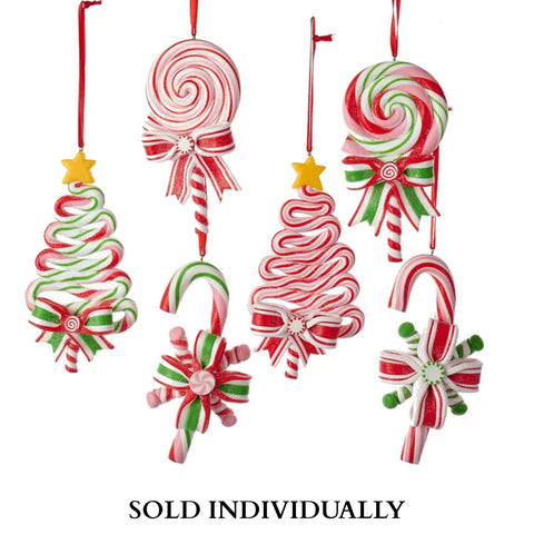 Peppermint Candy Lollipop Ornaments (6 Styles – Sold individually)