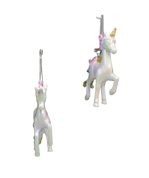 White Iridescent Unicorn Ornaments (2 Styles – Sold individually)