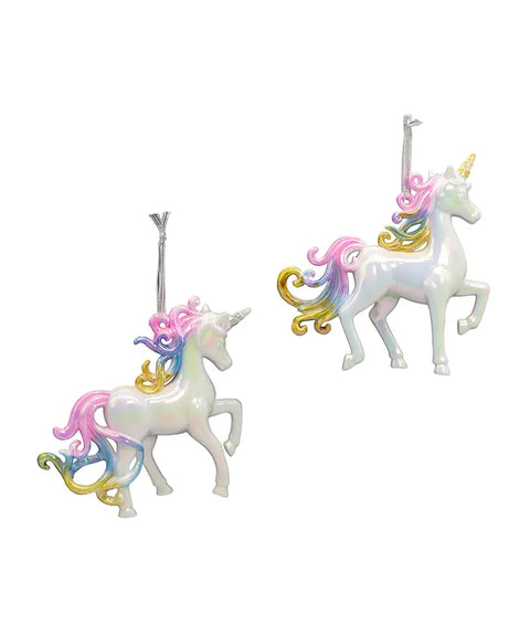 White Iridescent Unicorn Ornaments (2 Styles – Sold individually)