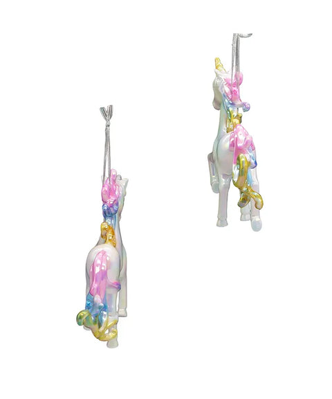 White Iridescent Unicorn Ornaments (2 Styles – Sold individually)