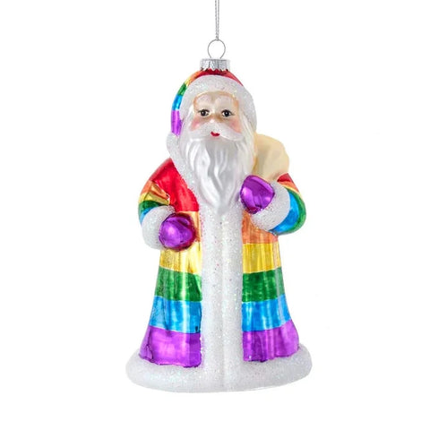 Glass Rainbow Santa Ornament