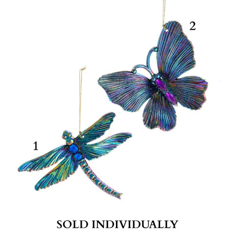 Peacock Inspired Dragonfly and Butterfly Ornaments (2 Styles – Sold individually)