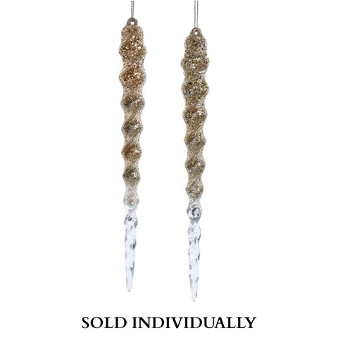 Light Gold and Silver Icicle Ornaments (2 Styles – Sold individually)