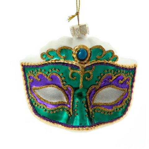 Glass Purple & Green Peacock Inspired Mask Ornaments (2 Styles – Sold individually)