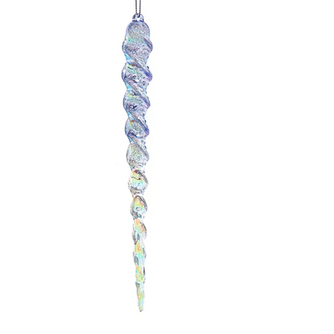 Iridescent Lavender Blue, Clear and Silver Icicle Ornaments (2 Styles – Sold individually)