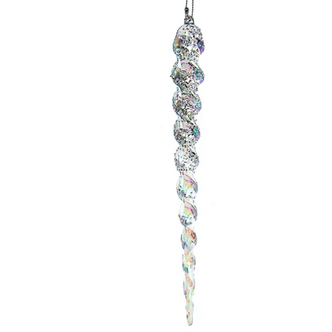 Iridescent Lavender Blue, Clear and Silver Icicle Ornaments (2 Styles – Sold individually)