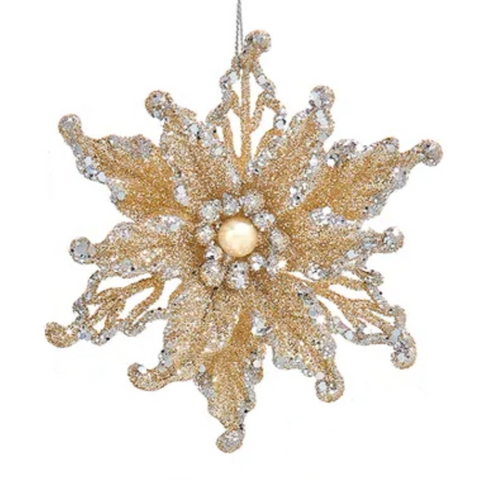 Platinum Poinsettia Ornaments (3 Styles – Sold individually)