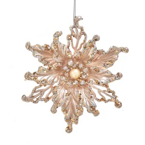 Platinum Poinsettia Ornaments (3 Styles – Sold individually)