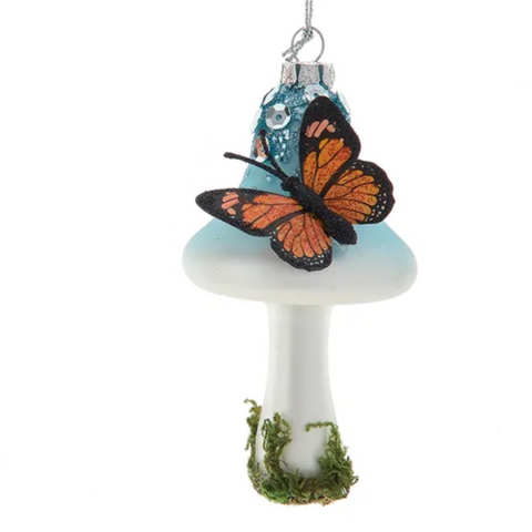Glass Butterfly On Mushroom Ornaments (2 Styles – Sold individually)