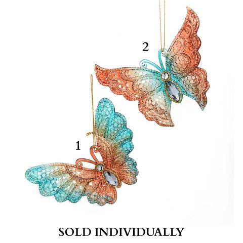 Teal & Desert Rose Butterfly Ornaments (2 Styles – Sold individually)