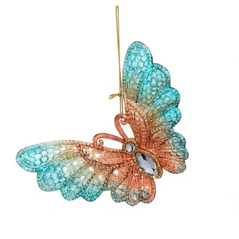 Teal & Desert Rose Butterfly Ornaments (2 Styles – Sold individually)