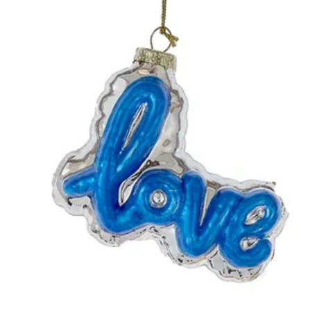Glass "Love" Word Balloon Ornaments (5 Styles – Sold individually)