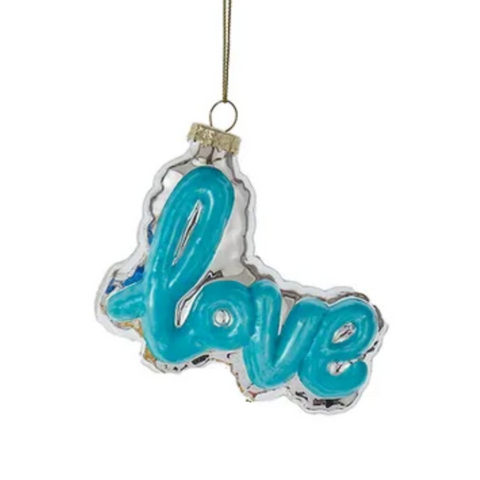 Glass "Love" Word Balloon Ornaments (5 Styles – Sold individually)