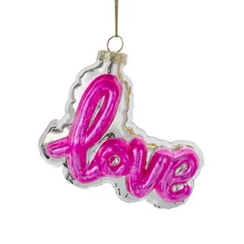 Glass "Love" Word Balloon Ornaments (5 Styles – Sold individually)