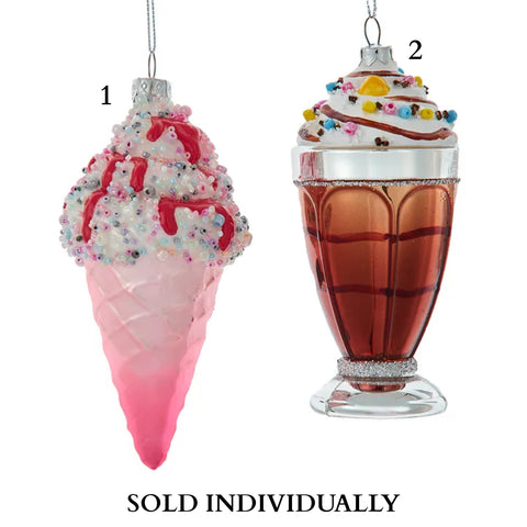 Glass Ice Cream Soda Float Ornaments (2 Styles – Sold individually)