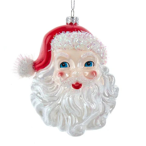 Glass Red & White Santa Head Ornament