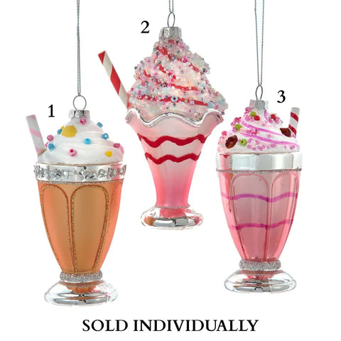 Glass Ice Cream Soda Float With Straw Ornaments (3 Styles – Sold individually)