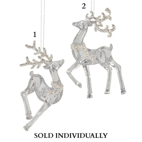 Transparent Deer With Silver Glitter Ornaments (2 Styles – Sold individually)