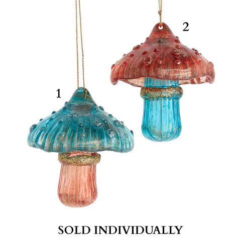 Teal & Desert Rose Mushroom Ornaments (2 Styles – Sold individually)