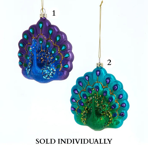 Glass Small Peacock Ornaments (2 Styles – Sold individually)