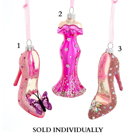 Glass Dress & Shoes Ornaments (3 Styles – Sold individually)