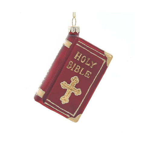 Glass Holy Bible Ornament, 4"
