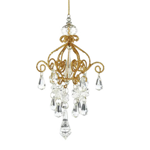 Gold Glitter Chandelier Ornaments, 6.5" (2 styles - sold individually)