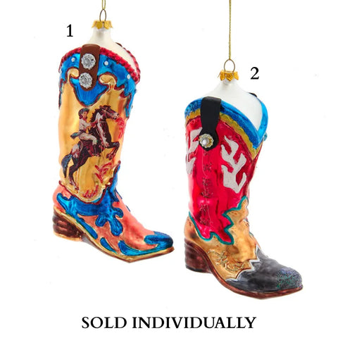 Western Boots Glass Ornaments (2 Styles – Sold individually)