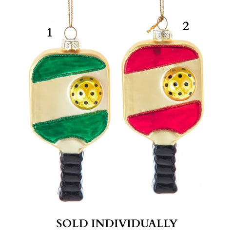 Glass Red & Green Pickleball Ornaments (2 Styles – Sold individually)