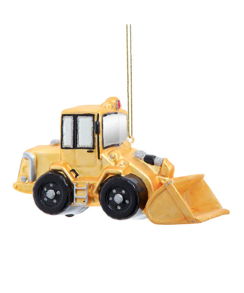 Glass Bulldozer Ornament